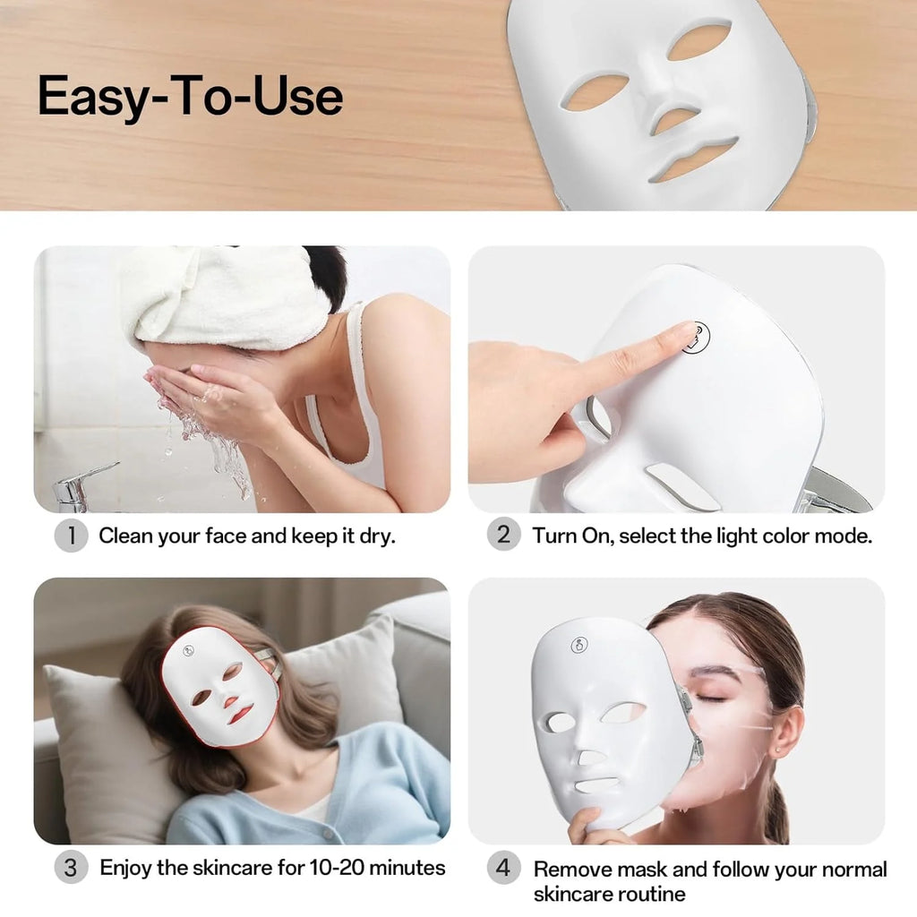 LumiGlowPro LED Face Mask | 7-Color Red Light Therapy for Radiant, Youthful Skin