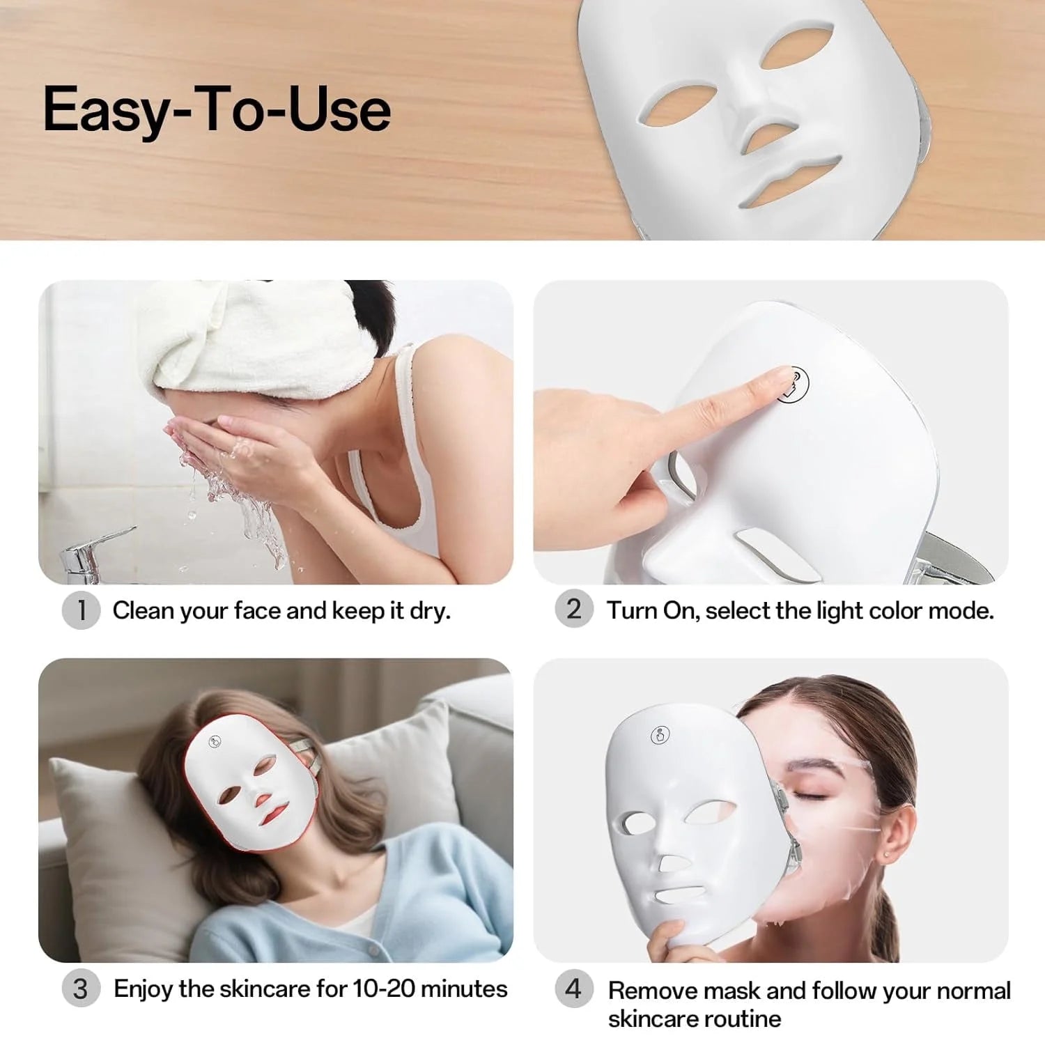 LumiGlowPro LED Face Mask | 7-Color Red Light Therapy for Radiant, Youthful Skin