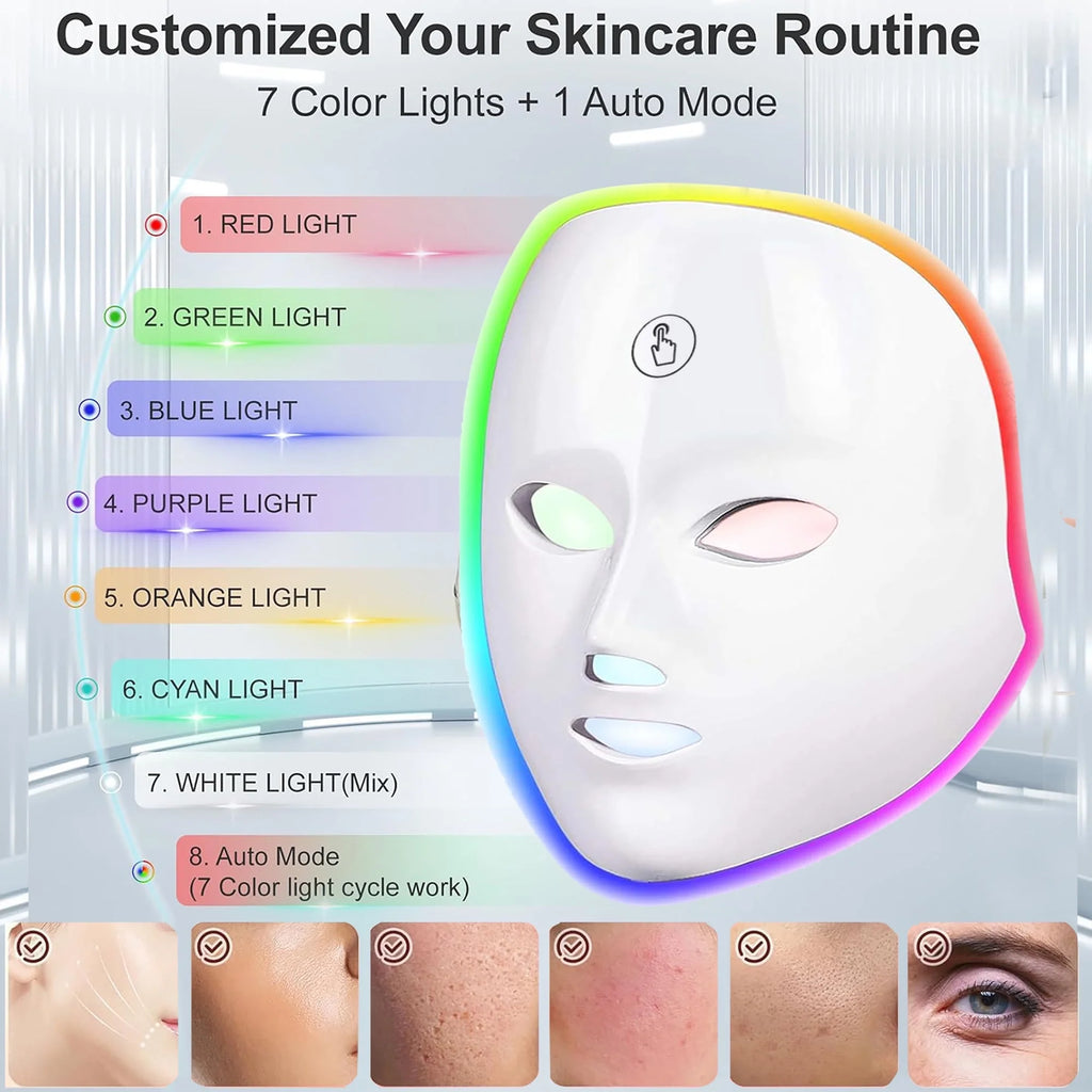 LumiGlowPro LED Face Mask | 7-Color Red Light Therapy for Radiant, Youthful Skin