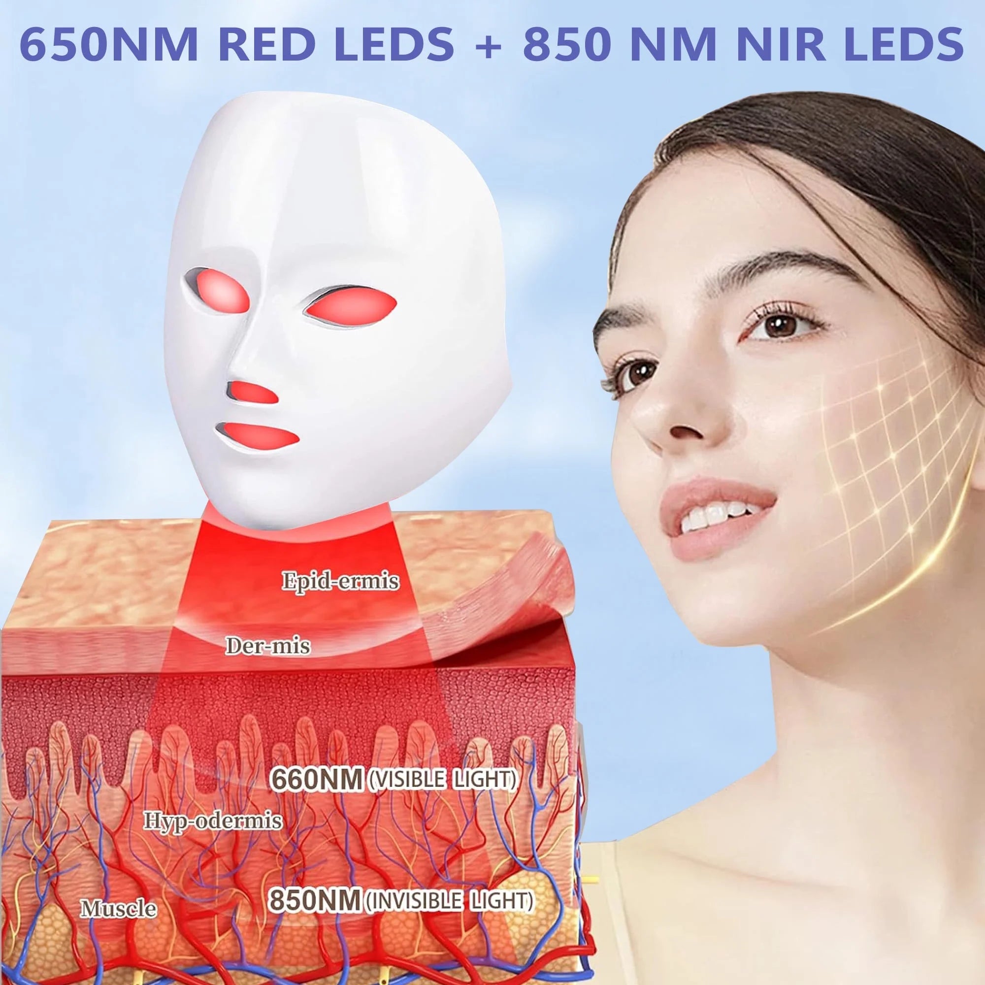 LumiGlowPro LED Face Mask | 7-Color Red Light Therapy for Radiant, Youthful Skin